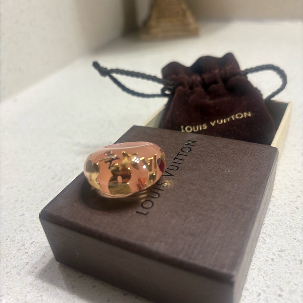 Louis Vuitton Gold and Pink Women's Ring